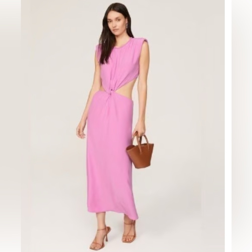 Worn Once Scotch & Soda Sleeveless Cutout Waist Draped Midi Dress Pink size 32
